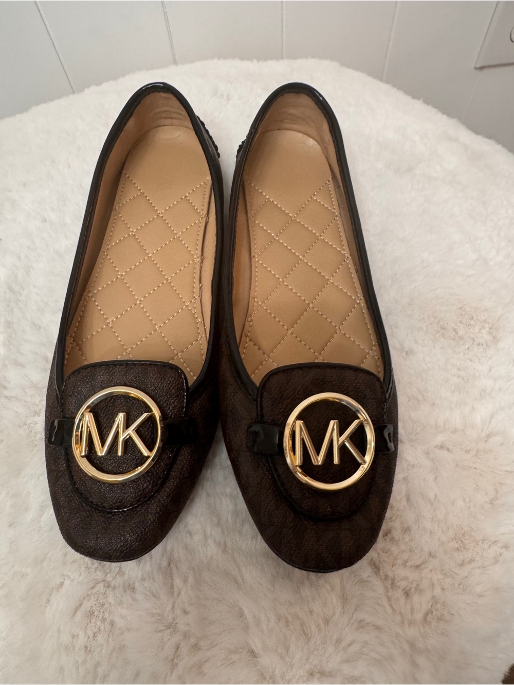 Michael Kors Dark Brown MK Logo Quilted Insole Loafers - Picture 7 of 7